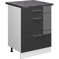 Vicco R-Line Keukenonderkast – 60 cm met laden, WB Antraciet Antraciet Hoogglans