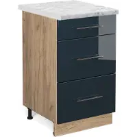 Vicco Fame-Line Keukenkasten – 50 cm, WB Marmer Donkerblauw hoogglans