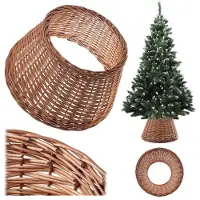 Kadax Kerstboomrok van natuurlijke wilgentenen, handgemaakte hoes voor kerstboomstandaard, hoes voor kerstboomstandaard, kerstboomring (46,5 cm)