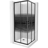 Mexen Rio vierkante douchecabine 80 x 80 , zwarte strepen, zwart + Flat douchebak, wit - 860-080-080-70-20-4010B