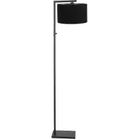 Steinhauer Vloerlamp stang zwart met zwart met goud van binnen kap