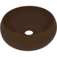 vidaXL Wastafel rond 40x15 cm keramiek mat donkerbruin