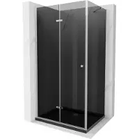 Mexen Lima opvouwbare douchecabine 100 x 80 , grafiet, chroom + platte douchebak, zwart - 856-100-080-01-40-4070