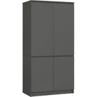 Akord Kledingkast S90, grafietgrijs, 90 cm breed, 4 deuren, 4 planken, afmetingen 90 cm (breed) x 180 cm (hoog) x 51 cm (diep)