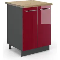 Vicco Keukenonderkast Fame-Line Bordeauxrode hoogglans 60 cm , WB Eik, Model 45828