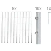 Alberts 656089 dubbelstaafmat hekwerk als 20-delige complete hekwerkset, thermisch verzinkt, hoogte 80 cm, lengte 18 m