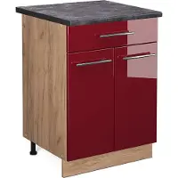Vicco Fame-Line Keukenonderkast – 60 cm met lade, WB Antraciet Bordeauxrode hoogglans