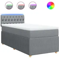 vidaXL Boxspring met matras stof lichtgrijs 100x200 cm