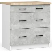 Akord Keukenkast modulaire OLIWIA S80 met Verkblad / Onderkast met 3 Lades / Furniture Factory / Wit – Beton Grijs / 80 x 85 x 46 cm