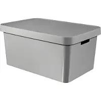 Curver 233941 Infinity Opbergbox met deksel 45L Grijs met Handgrepen