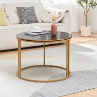 En.casa Salontafel 'Aulum', 50 x 70 cm, marmer, zwart/goud