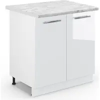 Vicco Wastafelkast Fame-Line Wit Hoogglans 80 cm , WB Marmer, Model 46993