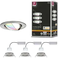 Paulmann Smart Friends spot Nova Plus per3set RGBW Plus, dimbaar, alu / grijs / zink, Woon-/ Eetkamer, Aluminium, Modern, Slimme inbouwlamp