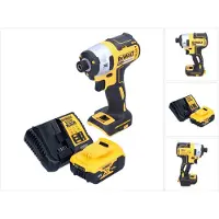 DeWalt Boormachine + slagboor, DCF 887 P1 Accu-slagmoersleutel 18 V 205 Nm 1/4" Borstelloos + 1x accu 5.0 Ah + lader (Oplaadbare batterij)