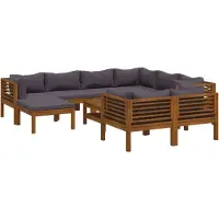 vidaXL 10-delige loungeset voor de tuin met kussens, gemaakt van massief acaciahout