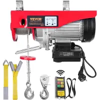 Vevor elektrische kabellier 200kg tot 400kg hefhoogte 12m kabeltakel motorlier 850W motor katrol 10m/min hefsnelheid takel met draadloze afstandsbediening kabeltakel kettingtakel