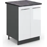 Vicco Keukenonderkast Fame-Line Wit Hoogglans 60 cm , WB Antraciet, Model 46013