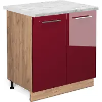 Vicco Fame-Line Wastafelkast – 80 cm, WB Marmer Bordeauxrode hoogglans