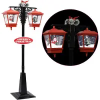 vidaXL Straatlantaarn met kerstman 81x40x188 cm PVC zwart en rood