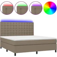 vidaXL Boxspring met matras en LED stof taupe 160x200 cm