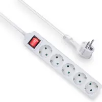 ACT AC2455 - Stekkerdoos - 5 Sockets - Platte stekker - 1.5m - Wit