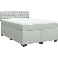 vidaXL Boxspring met matras fluweel lichtgrijs 140x200 cm