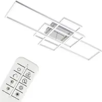 Briloner LED-plafondlamp Frame, dimbaar, alu / grijs / zink, Woon-/ Eetkamer, metaal, Modern, LED plafondlamp