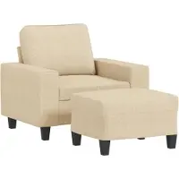 vidaXL Fauteuil met voetenbank 60 cm stof crèmekleurig
