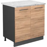 Vicco Fame-Line Wastafelkast – 80 cm met legplank, WB Marmer Krachtige eik goud