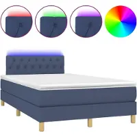 vidaXL Boxspringbed met matras en blauwe LED-verlichting, 120x200 cm, gestoffeerd