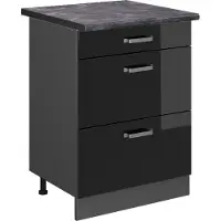 Vicco R-Line Keukenonderkast – 60 cm met laden, WB Antraciet Zwart hoogglans