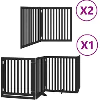 vidaXL Hondenhek inklapbaar 8 panelen 640 cm populierenhout zwart