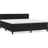vidaXL Boxspring met matras fluweel zwart 180x200 cm