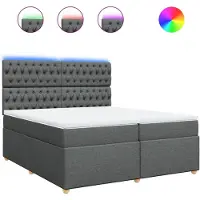 vidaXL Boxspring met matras stof donkergrijs 200x200 cm