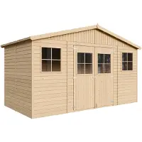 Timbela Holz tuinhuizen - Tuinberging met ramen - H246 x 418 x 220 cm / 8 m² - Tuinberging van natuurlijk hout met verticale planken - Tuinwerkplaats - M332
