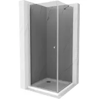 Mexen Pretoria douchecabine scharnierend 100 x 100 , grafiet, chroom + Flat douchebak - 852-100-100-01-40-4010