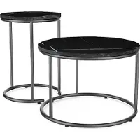 Vicco Ottawa Salontafel set – 55 x 55 cm 2 delen Zwart marmer