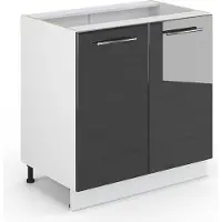 Vicco Keukenonderkast Fame-Line, Antraciet Hoogglans/Wit, 80 cm zonder werkblad