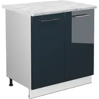Vicco Fame-Line Keukenkasten – 80 cm met legplank, WB Marmer Donkerblauw hoogglans