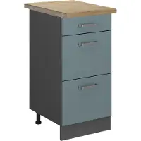 Vicco Keukenonderkast R-Line Blauw-grijs 40 cm met laden, WB Eik, Model 45678