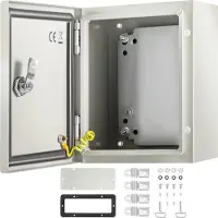 Vevor schakelkast NEMA industriële behuizing 25x20x15cm NEMA 4X stalen verdeelkast IP66 waterdicht/stofdicht elektrische aansluitdoos voor buiten/binnen met montageplaat