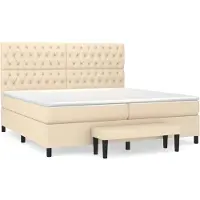 vidaXL Boxspring met matras stof crèmekleurig 200x200 cm