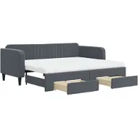 vidaXL Slaapbank onderschuifbed en lades 90x200 cm fluweel donkergrijs