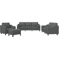 vidaXL 4-delige Loungeset met kussens stof donkergrijs