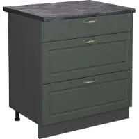 Vicco Keukenonderkast Fame-Line Groen-Goud Landhuis 80 cm met 3 laden, WB Antraciet, Model 45531