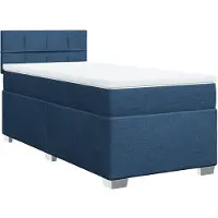 vidaXL Boxspring met matras stof blauw 100x200 cm