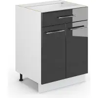 Vicco Keukenonderkast Fame-Line Antraciet Hoogglans 60 cm met lade, zonder werkblad, Model 33504