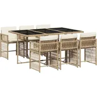 vidaXL 7-delige Tuinset met kussens poly rattan beige