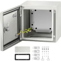 Vevor schakelkast NEMA industriële behuizing 20x20x15cm NEMA 4X stalen verdeelkast IP66 waterdicht en stofdicht elektrische aansluitdoos voor buiten/binnen