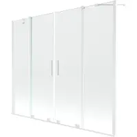 Mexen Velar Duo badwand vouwscherm 2-vleugelig uitschuifbaar 180 x 150 , transparant, wit - 896-180-000-02-20